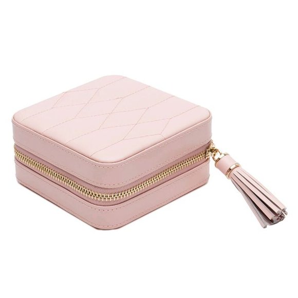 WOLF 1834 Caroline Zip Travel Case in Rose Quartz - Picture 1 of 10